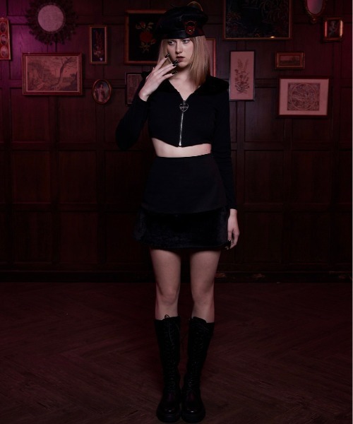 MORPH8NE(モルフィン)の「【MORPH8NE/モルフィン】HER TOPS/ ハートップス ジップアップ カーディガン ショートジップアップジャケット(その他トップス・レディース・ブラック・ONE SIZE)」の2枚目の写真