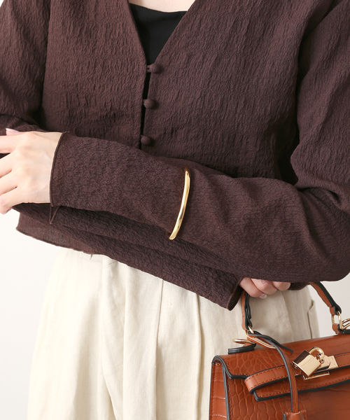 SLOBE IENA(スローブイエナ)の「【4CROSSES/キャトル・クロス】プレーンバングル(ブレスレット・レディース・ゴールド・FREE)」の1枚目の写真