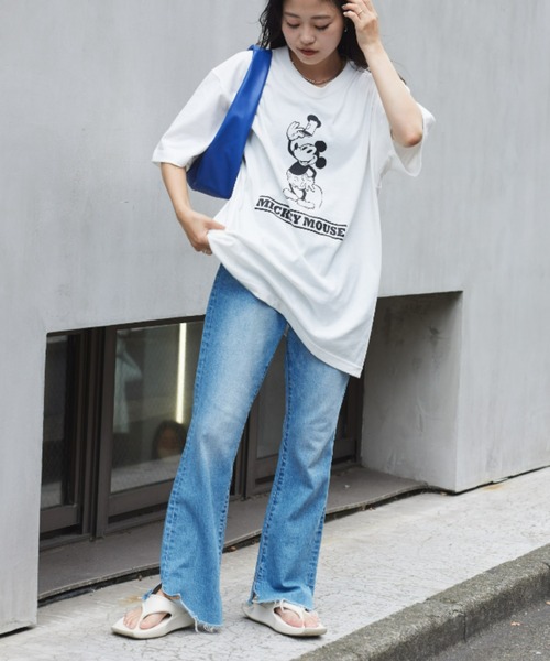 MICKEY MOUSE(ミッキーマウス)の「DISNEY /『蒸気船ウィリー』/ プリントTee(Tシャツ/カットソー・レディース・オフホワイト/グレー/ブルー・M/XL)」の11枚目の写真