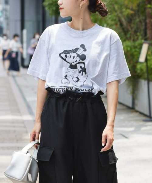 MICKEY MOUSE(ミッキーマウス)の「DISNEY /『蒸気船ウィリー』/ プリントTee(Tシャツ/カットソー・レディース・オフホワイト/グレー/ブルー・M/XL)」の14枚目の写真
