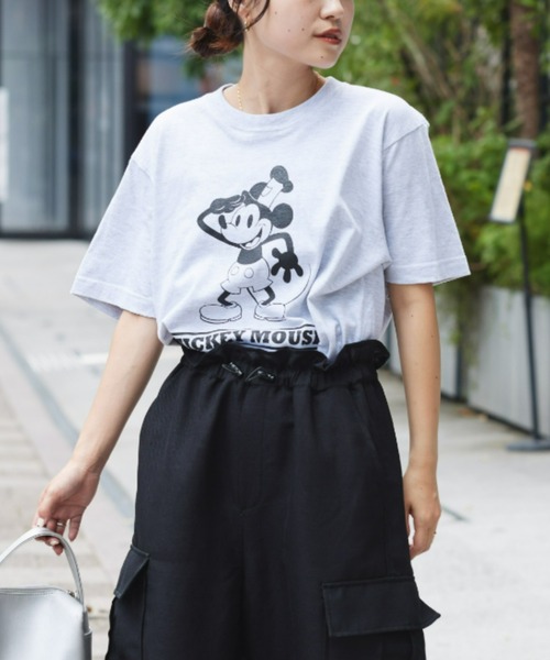 MICKEY MOUSE(ミッキーマウス)の「DISNEY /『蒸気船ウィリー』/ プリントTee(Tシャツ/カットソー・レディース・オフホワイト/グレー/ブルー・M/XL)」の15枚目の写真
