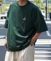 【Aim For】ドッグワンポイント刺繍 オーバーサイズTシャツ ユニセックス