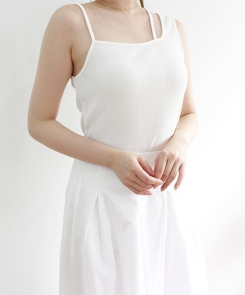MODE ROBE（モードローブ）の「キャミデザインタンクトップ（タンクトップ・レディース・ホワイト/ブラック・FREE）」の12枚目の写真