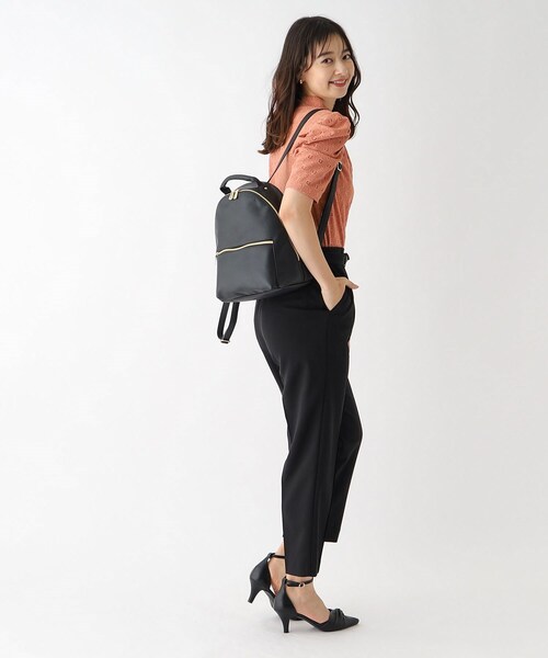 index（インデックス）の「◆フェイクレザーリュック（バックパック/リュック・レディース・ブラック/ライトベージュ・00）」の3枚目の写真