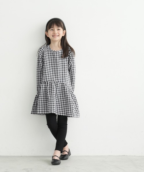 ブーケ　トクコ　総柄　チュニックカットソー　裾フリル イージーケア】裾フリルドッキングカットソー 【Pierrot