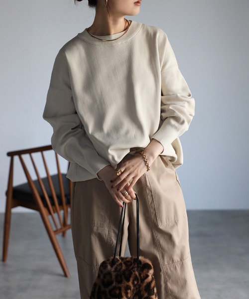 24AW 完売品✨ソブ パールパフプルオーバー ダンボールニット 洗濯可 紺36 セール】オーバーサイズダンボールニットプルオーバー（ニット