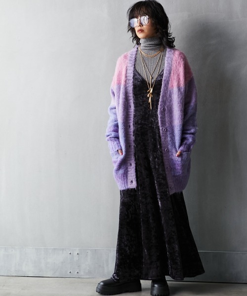 GEVS.（ジェイヴィス）の「＜大きいサイズ＞ グラデーションニットカーディガン GEVS.（カーディガン/ボレロ・レディース・ブルー系/ピンク系・L/LL/3L/4L/5L）」の10枚目の写真