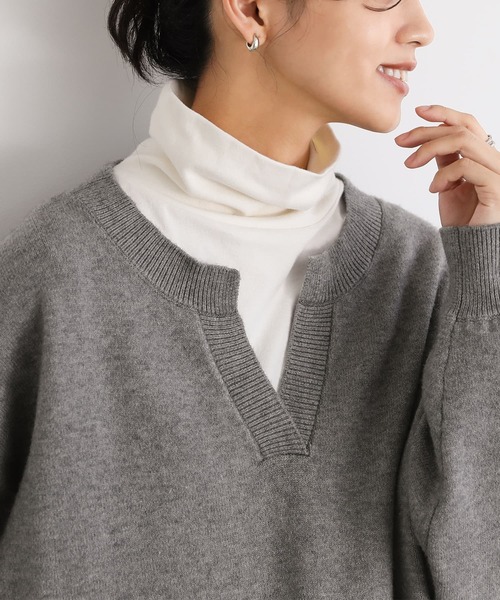 n'OrLABEL(ノアールレーベル)の「【機能素材】『タートルネックロンT』(Tシャツ/カットソー・レディース・アイボリー/グレイッシュベージュ/ボルドー/ネイビー/モカ/チャコール/ブラック・M/L/LL)」の8枚目の写真