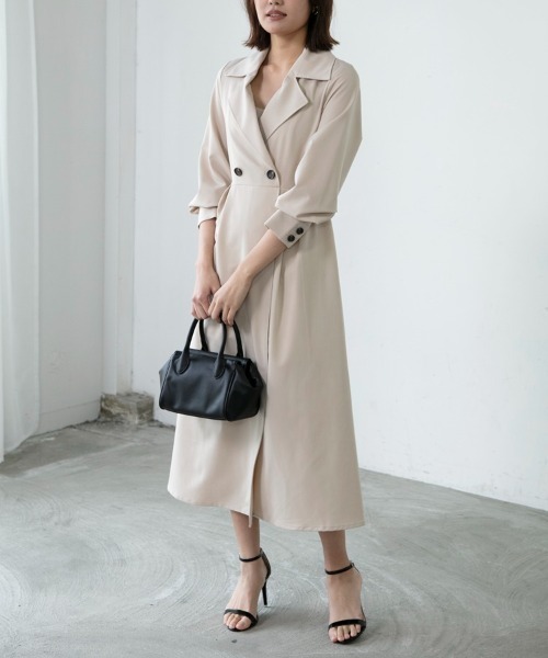 M.deux（エムドゥ）の「《トレンチワンピース》（ワンピース・レディース・ブラック/ベージュ・MEDIUM）」の7枚目の写真