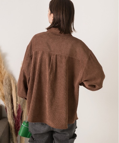 ad thie(アドティエ)の「刺繍入り コーデュロイビッグシャツ(シャツ/ブラウス・レディース・アイボリー/ブラウン/オレンジ/ベージュ・FREE)」の6枚目の写真