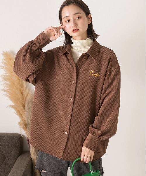 ad thie(アドティエ)の「刺繍入り コーデュロイビッグシャツ(シャツ/ブラウス・レディース・アイボリー/ブラウン/オレンジ/ベージュ・FREE)」の8枚目の写真