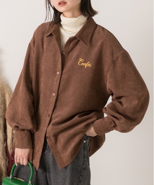 ad thie(アドティエ)の「刺繍入り コーデュロイビッグシャツ(シャツ/ブラウス・レディース・アイボリー/ブラウン/オレンジ/ベージュ・FREE)」の9枚目の写真