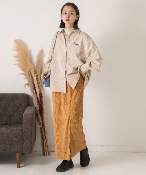 ad thie(アドティエ)の「刺繍入り コーデュロイビッグシャツ(シャツ/ブラウス・レディース・アイボリー/ブラウン/オレンジ/ベージュ・FREE)」の10枚目の写真