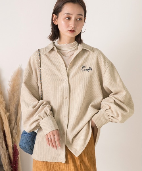ad thie(アドティエ)の「刺繍入り コーデュロイビッグシャツ(シャツ/ブラウス・レディース・アイボリー/ブラウン/オレンジ/ベージュ・FREE)」の11枚目の写真