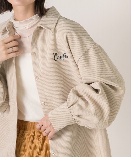 ad thie(アドティエ)の「刺繍入り コーデュロイビッグシャツ(シャツ/ブラウス・レディース・アイボリー/ブラウン/オレンジ/ベージュ・FREE)」の12枚目の写真