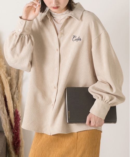 ad thie(アドティエ)の「刺繍入り コーデュロイビッグシャツ(シャツ/ブラウス・レディース・アイボリー/ブラウン/オレンジ/ベージュ・FREE)」の14枚目の写真