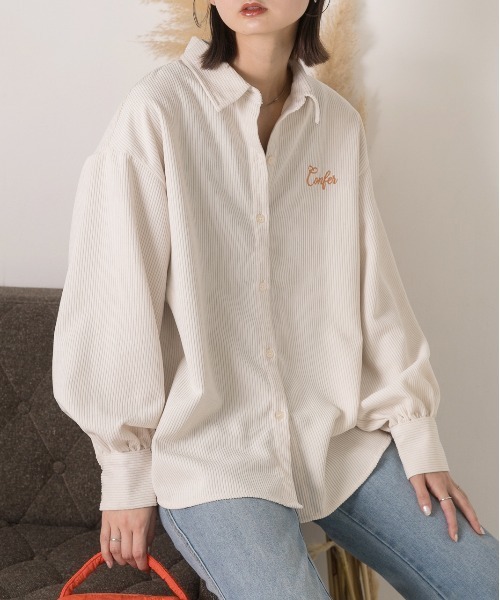 ad thie(アドティエ)の「刺繍入り コーデュロイビッグシャツ(シャツ/ブラウス・レディース・アイボリー/ブラウン/オレンジ/ベージュ・FREE)」の16枚目の写真