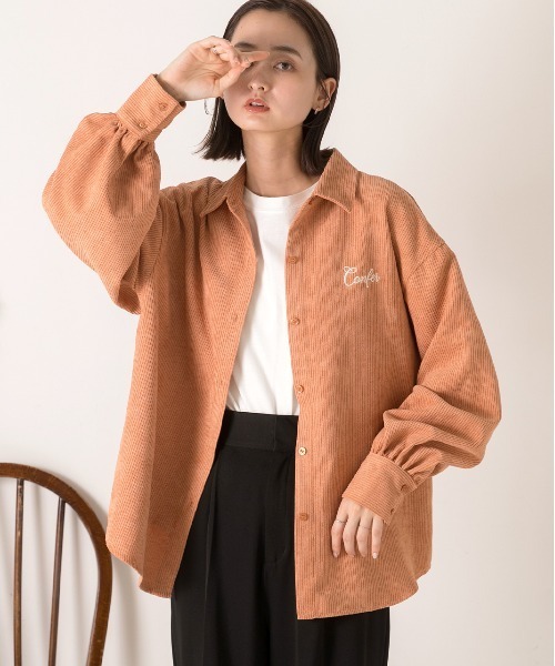 ad thie(アドティエ)の「刺繍入り コーデュロイビッグシャツ(シャツ/ブラウス・レディース・アイボリー/ブラウン/オレンジ/ベージュ・FREE)」の20枚目の写真