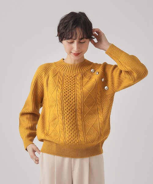 DRESKIP(ドレスキップ)の「◆【洗える】一枚で華やかに 金ボタン付きケ-ブルニット(ニット/セーター・レディース・ライトブルー/ブラック/オフホワイト/イエロー系その他・02/03/04)」の21枚目の写真