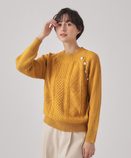 DRESKIP(ドレスキップ)の「◆【洗える】一枚で華やかに 金ボタン付きケ-ブルニット(ニット/セーター・レディース・ライトブルー/ブラック/オフホワイト/イエロー系その他・02/03/04)」の22枚目の写真