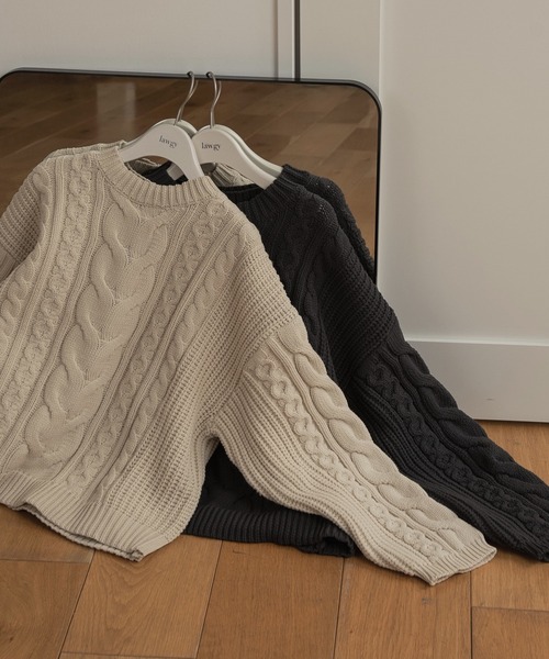 lawgy（ラウジー）の「vertical line knit（ニット/セーター・レディース・アイボリー/ブラック・FREE）」の7枚目の写真