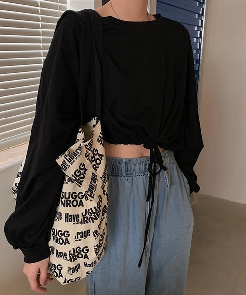 gossip!ロサンゼルス(ゴシップロサンゼルス)の「YUGA ショートトップス Tシャツ(Tシャツ/カットソー・レディース・ブラック/グレー/ホワイト・FREE)」の2枚目の写真