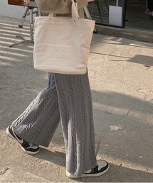 ウエストゴム ニットワイドパンツ