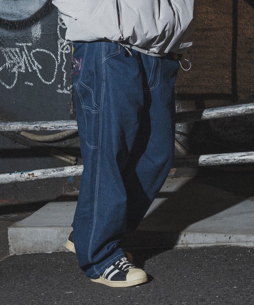 kutir（クティール）の「ビッグ刺繍ペインターワイドデニムパンツ（デニムパンツ・メンズ・インディゴブルー/ブラック・SMALL/MEDIUM/LARGE）」の21枚目の写真