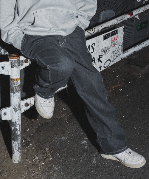 kutir（クティール）の「ビッグ刺繍ペインターワイドデニムパンツ（デニムパンツ・メンズ・インディゴブルー/ブラック・SMALL/MEDIUM/LARGE）」の3枚目の写真