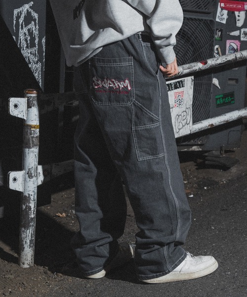 kutir（クティール）の「ビッグ刺繍ペインターワイドデニムパンツ（デニムパンツ・メンズ・インディゴブルー/ブラック・SMALL/MEDIUM/LARGE）」の7枚目の写真