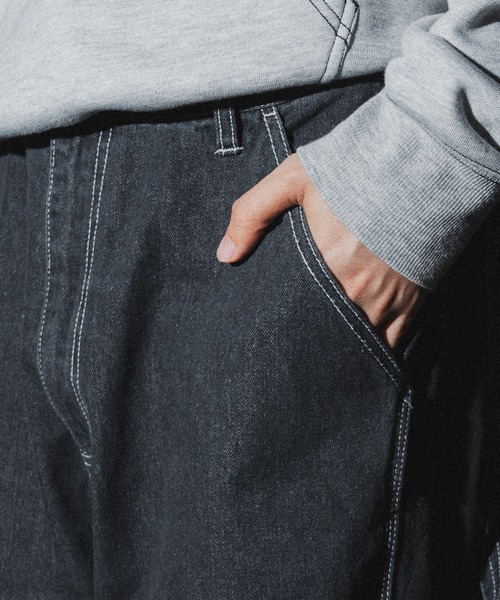 kutir（クティール）の「ビッグ刺繍ペインターワイドデニムパンツ（デニムパンツ・メンズ・インディゴブルー/ブラック・SMALL/MEDIUM/LARGE）」の16枚目の写真