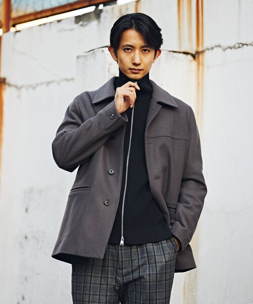 EDIFICE（エディフィス）の「120s ブレンド メルトンカーコート（ピーコート・メンズ・ベージュ/ネイビー/チャコールグレー・MEDIUM/LARGE）」の8枚目の写真