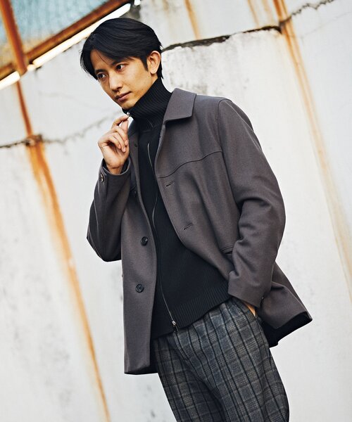 EDIFICE（エディフィス）の「120s ブレンド メルトンカーコート（ピーコート・メンズ・ベージュ/ネイビー/チャコールグレー・MEDIUM/LARGE）」の9枚目の写真