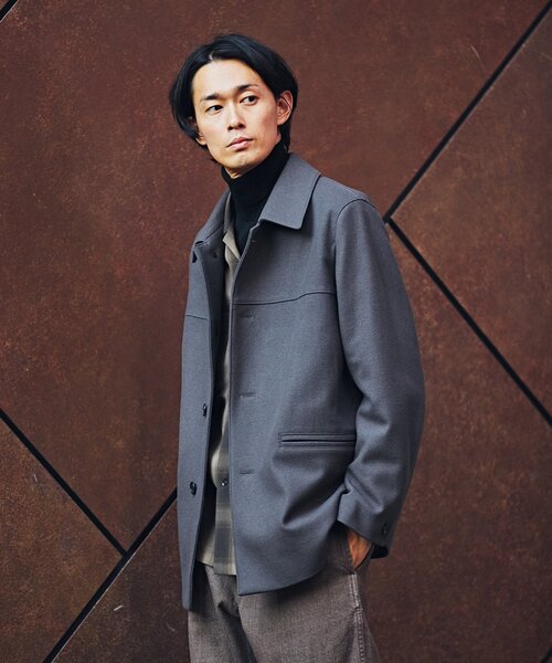 EDIFICE（エディフィス）の「120s ブレンド メルトンカーコート（ピーコート・メンズ・ベージュ/ネイビー/チャコールグレー・MEDIUM/LARGE）」の14枚目の写真