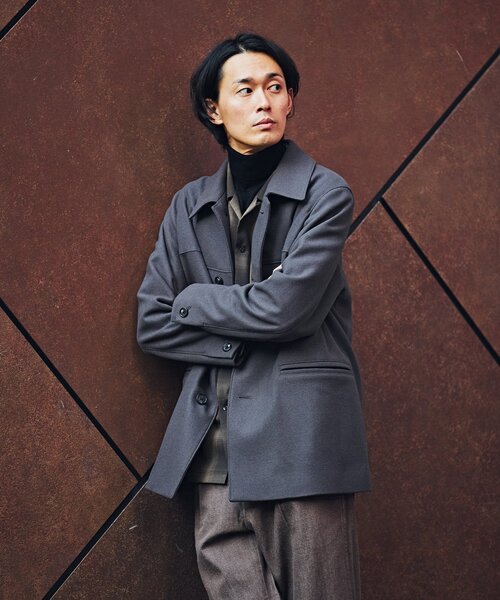 EDIFICE（エディフィス）の「120s ブレンド メルトンカーコート（ピーコート・メンズ・ベージュ/ネイビー/チャコールグレー・MEDIUM/LARGE）」の15枚目の写真