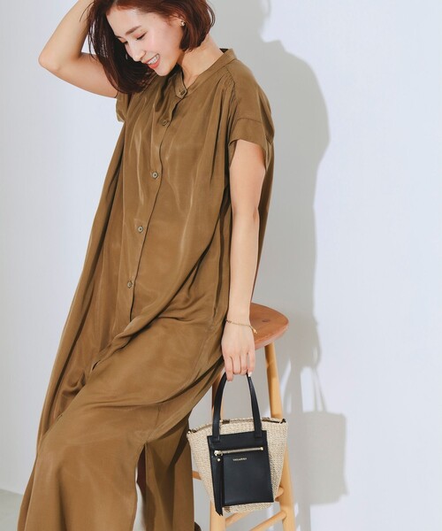 B:MING by BEAMS（ビーミングバイビームス）の「B:MING by BEAMS / バンドカラー シャツ ワンピース（ワンピース・レディース・ブラック系その他4/ブラウン/ブルー系その他2・SMALL/MEDIUM）」の3枚目の写真