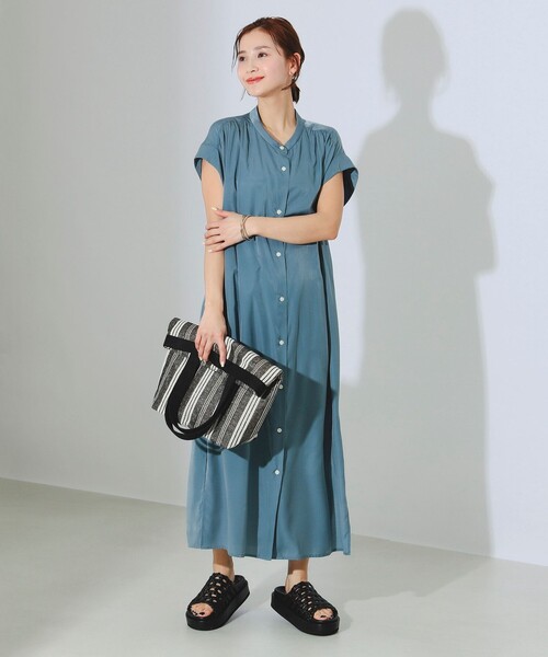 B:MING by BEAMS（ビーミングバイビームス）の「B:MING by BEAMS / バンドカラー シャツ ワンピース（ワンピース・レディース・ブラック系その他4/ブラウン/ブルー系その他2・SMALL/MEDIUM）」の6枚目の写真