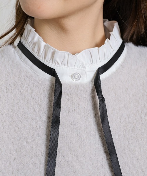Honeys（ハニーズ）の「付け衿／細リボン付フリル（付け襟・レディース・ホワイト×ブラック・FREE）」の8枚目の写真