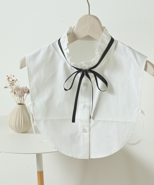 Honeys（ハニーズ）の「付け衿／細リボン付フリル（付け襟・レディース・ホワイト×ブラック・FREE）」の11枚目の写真
