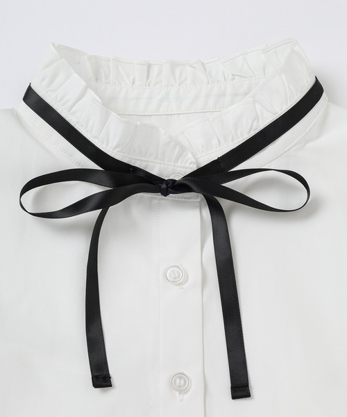 Honeys（ハニーズ）の「付け衿／細リボン付フリル（付け襟・レディース・ホワイト×ブラック・FREE）」の12枚目の写真