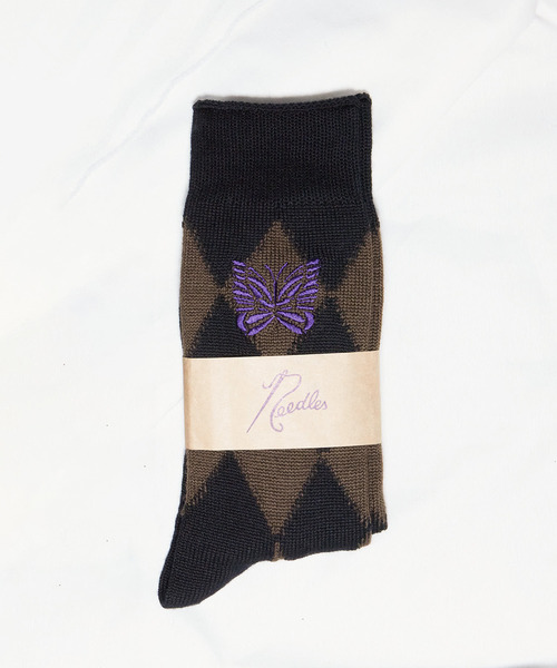 Needles（ニードルス）の「【NEEDLES/ニードルズ】Argyle Jq Sockes：靴下（ソックス/靴下・レディース・グリーン/ブラウン・FREE）」の2枚目の写真