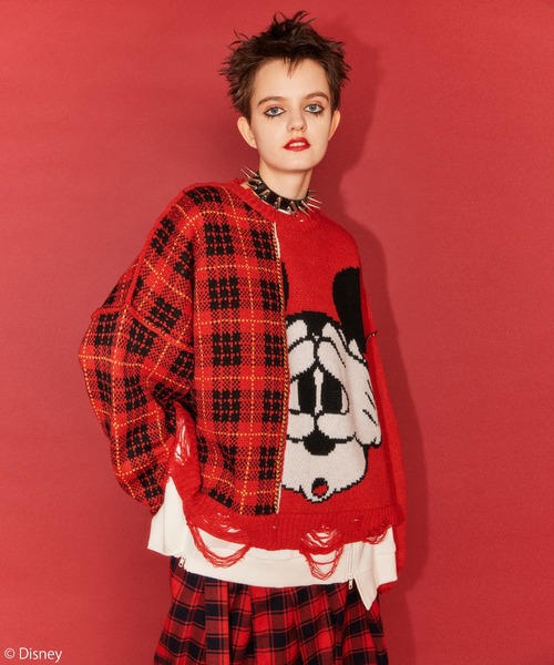 Candy Stripper(キャンディストリッパー)の「MICKEY MOUSE / COMBINED ニット(ニット/セーター・レディース・レッド/グリーン/チャコール・2)」の12枚目の写真