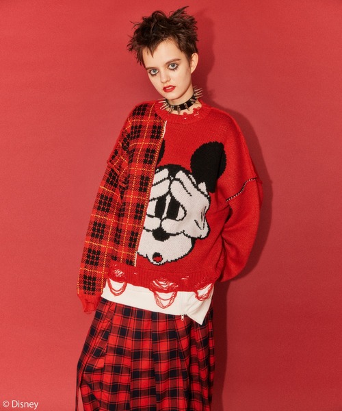 Candy Stripper(キャンディストリッパー)の「MICKEY MOUSE / COMBINED ニット(ニット/セーター・レディース・レッド/グリーン/チャコール・2)」の10枚目の写真