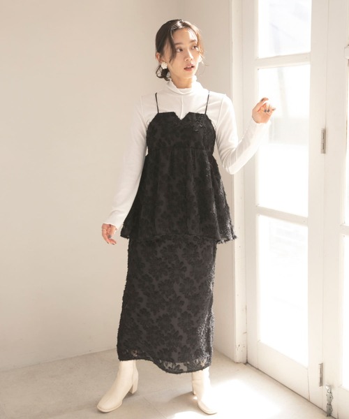 HEYUMM（ヘユム）の「フラワージャガードストレートスカート（スカート・レディース・ブラック/キャメル/アイボリー・MEDIUM/SMALL）」の16枚目の写真