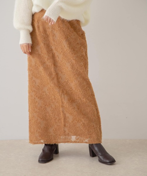 HEYUMM（ヘユム）の「フラワージャガードストレートスカート（スカート・レディース・ブラック/キャメル/アイボリー・MEDIUM/SMALL）」の19枚目の写真