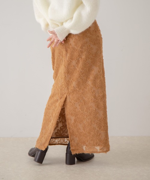 HEYUMM（ヘユム）の「フラワージャガードストレートスカート（スカート・レディース・ブラック/キャメル/アイボリー・MEDIUM/SMALL）」の22枚目の写真