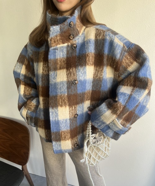 LAC-VERT（ラック・ヴェール）の「スタンドカラーウールビッグコート（ステンカラーコート・レディース・ブラック/ブラウン・FREE）」の2枚目の写真