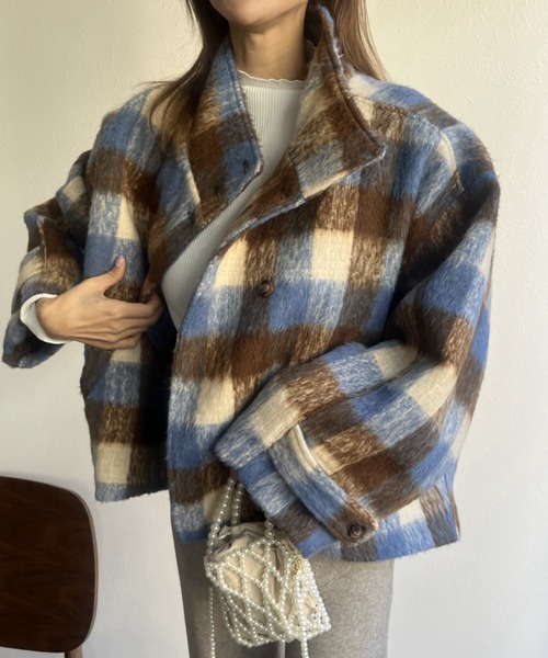 LAC-VERT（ラック・ヴェール）の「スタンドカラーウールビッグコート（ステンカラーコート・レディース・ブラック/ブラウン・FREE）」の10枚目の写真