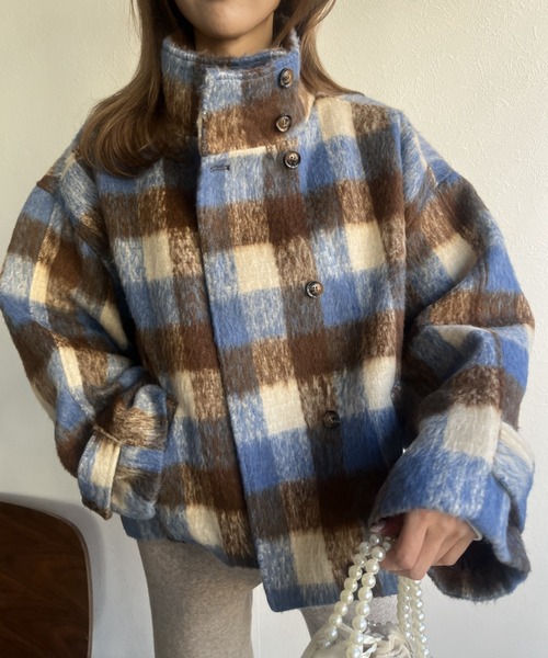 LAC-VERT（ラック・ヴェール）の「スタンドカラーウールビッグコート（ステンカラーコート・レディース・ブラック/ブラウン・FREE）」の5枚目の写真