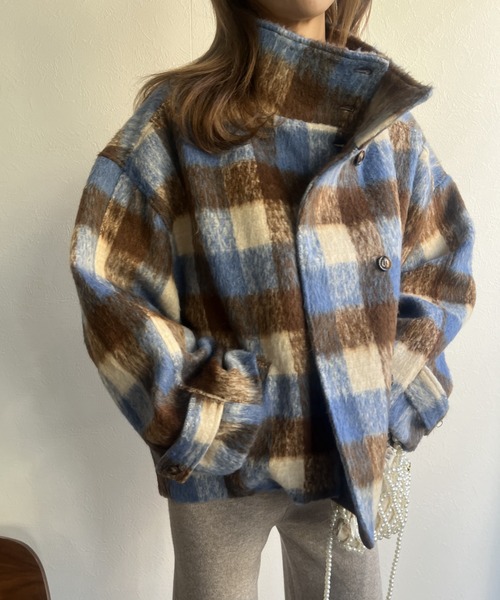 LAC-VERT（ラック・ヴェール）の「スタンドカラーウールビッグコート（ステンカラーコート・レディース・ブラック/ブラウン・FREE）」の6枚目の写真